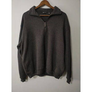 Men's PGA TOUR Dark Gray Cozy Cotton/Poly Quarter-Zip Sweater Pockets L